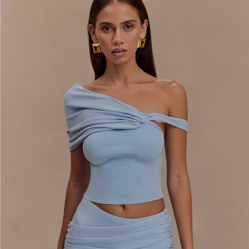 Meshki Irene Gathered Knit Top NWT